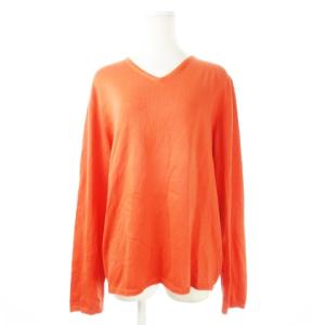 コットンセーター Vネック 長袖 薄手 ストレッチ 50 L オレンジ /CK10 GY35