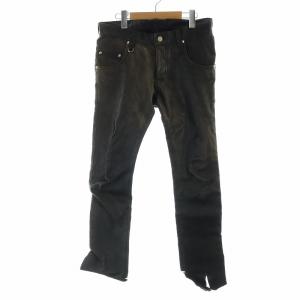 レザーパンツ ダメージ加工 S グレー