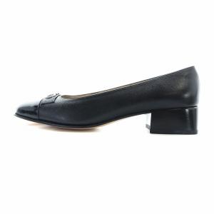 Salvatore Ferragamo パンプス ローファー レザー ガンチーニ スクエアトゥ チャンキーヒール 6.5 24cm 黒 ブラック