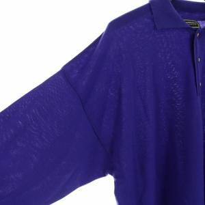 VERSACE JEANS COUTURE ヴィンテージ ニット ポロシャツ カットソー 長袖 ロゴ刺繍 メデューサボタン 金ボタン 紫 GY01