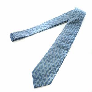 FENDI ネクタイ レギュラータイ ズッカ柄 総柄 ロゴ 絹 シルク 青 ブルー GY01 /MQ