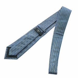 FENDI ネクタイ レギュラータイ ズッカ柄 総柄 ロゴ 絹 シルク 青 ブルー GY01 /MQ