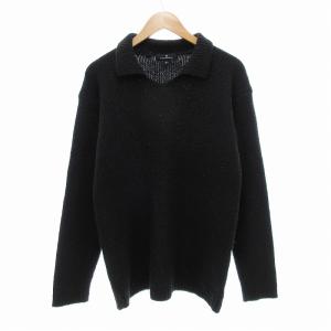 ニット セーター プルオーバー 長袖 襟付き オープンカラー ウール グレー /JS