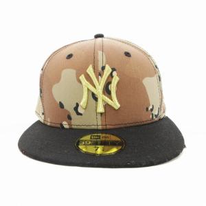 NEW ERA 59FIFTY ヤンキース キャップ 帽子 6パネル カモ柄 迷彩 茶