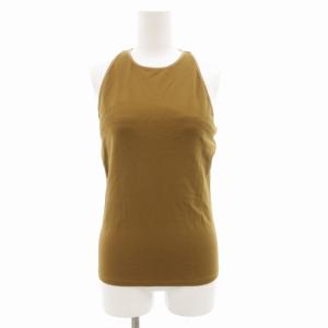 白タグ タンクトップ ノースリーブ カットソー ホルター M 茶 ブラウン