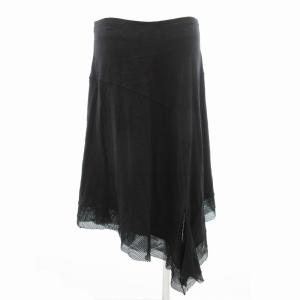 ISSEY MIYAKE 変形 スカート フレア ロング ミモレ メッシュ 切替 3 黒 ブラック /GV