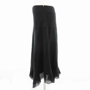 ISSEY MIYAKE 変形 スカート フレア ロング ミモレ メッシュ 切替 3 黒 ブラック /GV