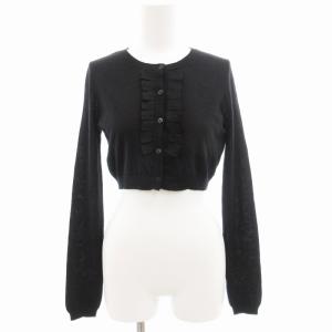 RED VALENTINO REDVALENTINO カーディガン ニット ショート丈 フリル カシミア シルク混 長袖 XS 黒 ブラック /GV