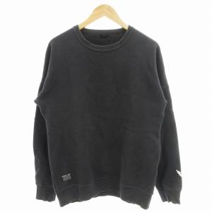 AVIREX トレーナー スウェット 長袖 クルーネック ロゴ 裏起毛 L 黒 ブラック 白 ホワイト /GV