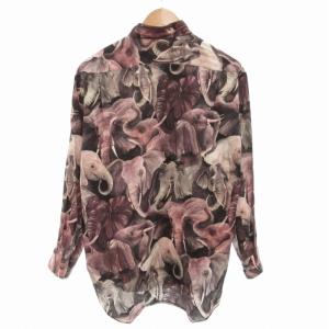 PAUL SMITH ヴィンテージ シャツ 象プリント 総柄 長袖 L ピンク系