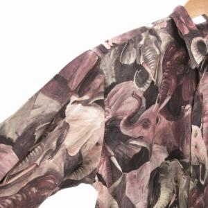 PAUL SMITH ヴィンテージ シャツ 象プリント 総柄 長袖 L ピンク系