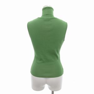 FOXEY BOUTIQUE タートルネックカットソー ニット 薄手 ノースリーブ ストレッチ 38 M 緑 グリーン