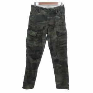 カーゴパンツ カモフラージュ柄 W28 L32 グリーン