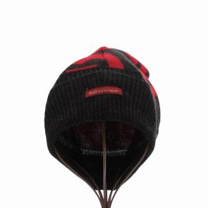 D&G ニット帽 ビーニー ニットキャップ ロゴ M チャコールグレー 赤 レッド /JS