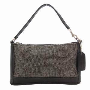 ハンドバッグ 手提げ 肩掛け ロゴ レザー ヘリンボーン 黒 ブラック /FF