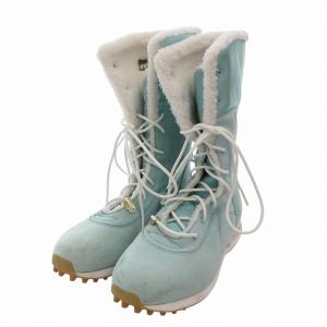 RESPECT M.E. ロングブーツ レースアップ ロゴプリント 裏ボア スエード 23.5cm 水色