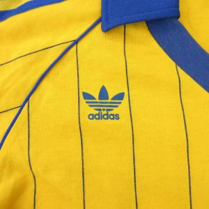 adidas タグ付き ヴィンテージ 80s 西ドイツ デサント製 ゲームシャツ トレフォイル ストライプ 半袖 M
