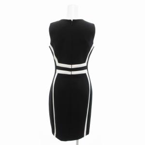 Calvin Klein ワンピース ライン ノースリーブ ミモレ丈 2 黒 ブラック /HO 0314