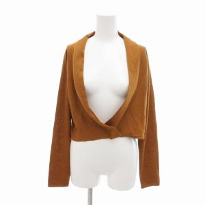 ニット カーディガン ウール シルク混 長袖 ショート丈 M 茶 ブラウン /HO 0314