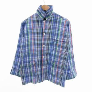 POLO RALPH LAUREN セットアップ シャツ イージーパンツ チェック ロゴ 刺繍 ポニー 長袖 M 青 ブルー系 /HO 0314