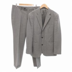 ビジネススーツ セットアップ ジャケット パンツ 背抜き 2B ウール XL グレー /HO 0315
