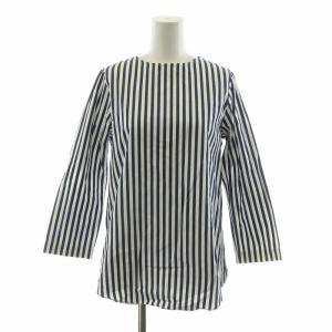 シャツ ブラウス レースアップ ストライプ 長袖 F ネイビー ホワイト WG13A004163-03-0-0