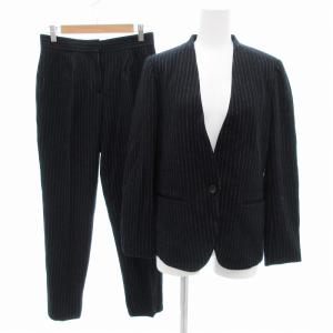 紺ブレ セットアップ スーツ ジャケット パンツ 1B ストライプ ウール 36 ネイビー /JS GY39