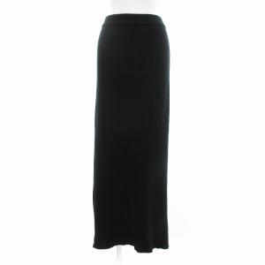 リブニットスカート カシミヤ混 マキシロング イージー F 黒 /JS GY39