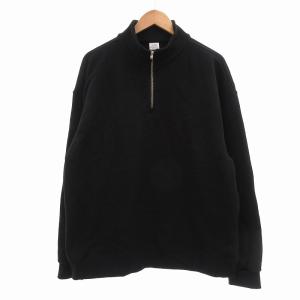 美品 トレーナー スウェット ハーフジップ 裏毛 L 黒 ブラック /UO GY39