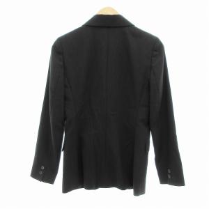 INED 美品 セットアップ パンツスーツ フォーマル テーラードジャケット ウール ボーダー シングル 2 黒