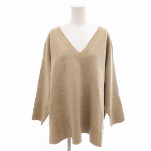 タグ付き チュニック ニット Vネック 長袖 オーバーサイズ F ベージュ /FF GY39