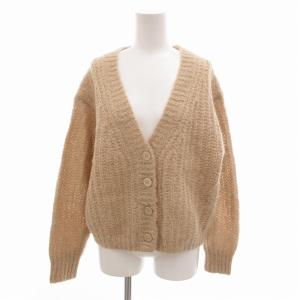 美品 ニット カーディガン Vネック モヘヤ混 アルパカ混 ベージュ /FF GY39