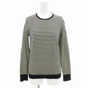 ニット カットソー 長袖 クルーネック ボーダー ウール 黒 ブラック 白 ホワイト /GV GY39