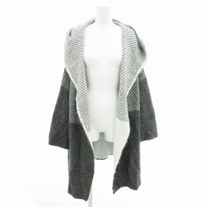 ニットコート カーディガン 羽織 フーデット ドルマン 長袖 40 グレー 白 ホワイト /GV GY39