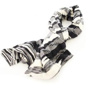 マフラー ストール ボーダー 黒 白