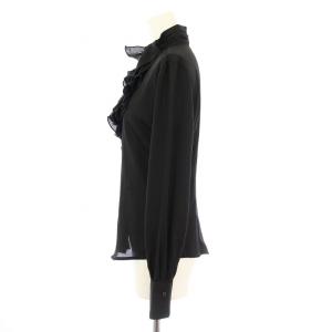 NARA CAMICIE 10-02-01-027 シャツ ブラウス 長袖 シフォン フリル シアー 0 黒 ブラック /KU MT