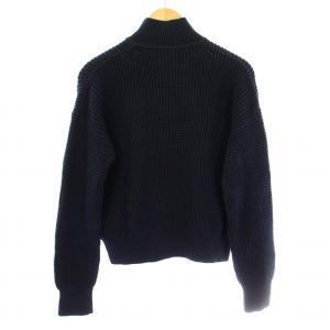 TOMMY HILFIGER ニットジャケット ブルゾン ジップアップ ロゴプレート ウール混 S 紺 ネイビー /KU MT