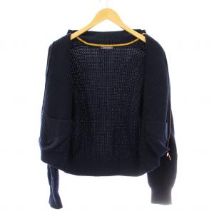 TOMMY HILFIGER ニットジャケット ブルゾン ジップアップ ロゴプレート ウール混 S 紺 ネイビー /KU MT