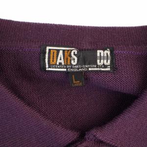 DAKS ニットポロ セーター 長袖 柄 刺繍 ウール L 紫 /BM MT