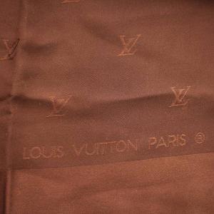 LOUIS VUITTON スカーフ ロゴ柄 シルク 大判 茶 ブラウン /G MT GY04 OH