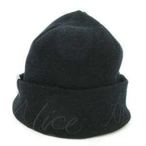 ニット帽 ワッチキャップ ビーニー ロゴ 刺繍 黒 ブラック /AO5 GY04