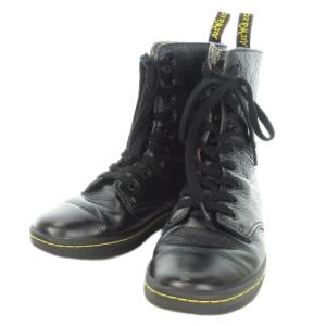 STRATFORD ショートブーツ レザーブーツ レースアップ 内側花柄 4 23cm 黒 ブラック /MN5