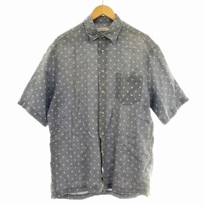 リネン 半袖 ドット シャツ 水玉 麻 M グレー /G MT