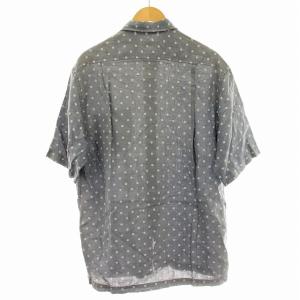 Ermenegildo Zegna リネン 半袖 ドット シャツ 水玉 麻 M グレー /G MT
