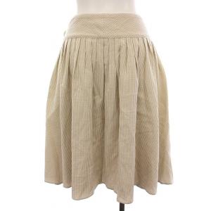 Chloe フレアスカート ひざ丈 ストライプ T34 グレージュ 5SJU15-5S062 /YM MT