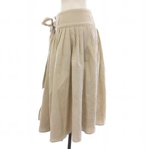 Chloe フレアスカート ひざ丈 ストライプ T34 グレージュ 5SJU15-5S062 /YM MT