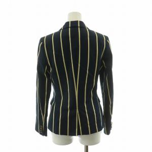 RALPH LAUREN テーラードジャケット シングル ストライプ 刺繍 7 ネイビー イエロー BRRLYA2006