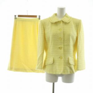 セットアップ 2点セット 上下 タイトスカート ジャケット ロング ツイード 9 イエロー CT9703