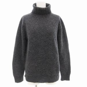 ニット セーター 長袖 プルオーバー タートルネック カシミア混 S 黒 ブラック グレー /GV