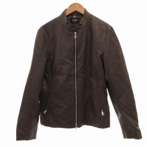 ライダースジャケット シングル フェイクレザー L 茶 ブラウン /UO